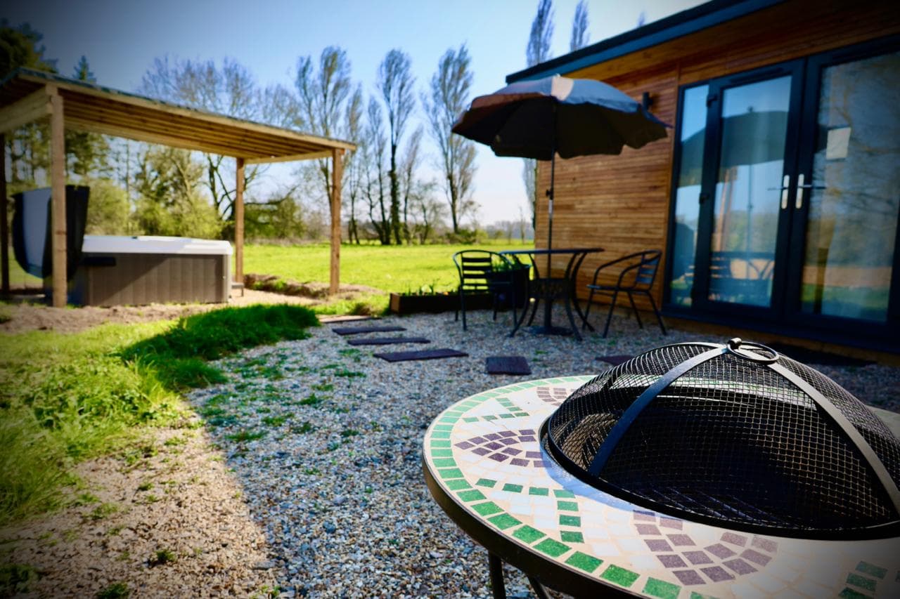 Bluebell Pod exterior — luxury glamping pod Norfolk